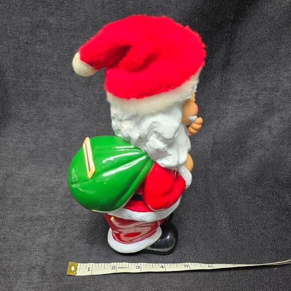 Vintage Smoking Pipe Santa Claus Carrying Toys Plastic Coin Bank Collectible - Picture 10 of 11